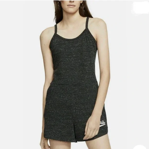 🆕 Nike Womens Gym Vintage Romper • Color: Black Sail • Womans Size XS - Picture 2 of 4